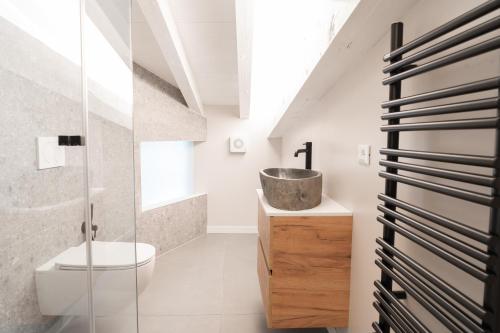 デセンツァーノ・デル・ガルダにあるResidence Il Giglioのトイレと洗面台のあるバスルーム