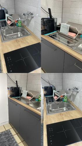 four pictures of a kitchen sink with a sink at Sweet Home Sofia in Norma