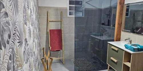 Ένα μπάνιο στο Appartement lumineux avec piscine à Le Moule, 70 m²