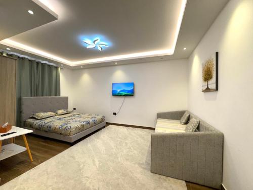 Χώρος καθιστικού στο Luxury Private Room near airport