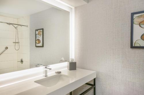 روشيستر ماريوت مايو كلينيك اوريا في روتشستر: حمام أبيض مع حوض ومرآة