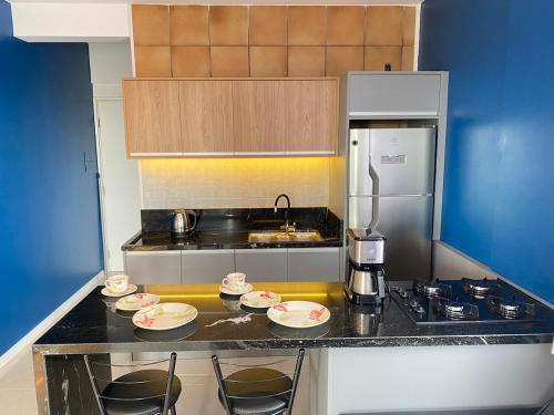 Kuchyň nebo kuchyňský kout v ubytování Studio perto CentroSul e Maratonas Florianópolis 2