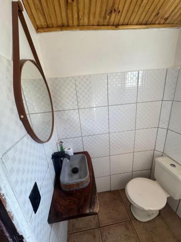 Koupelna v ubytování Chalé Coração da Zilda