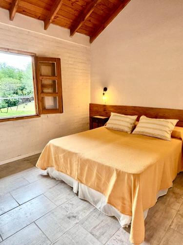 a bedroom with a large bed with a window at La Ribera Aparts in Santa Rosa de Calamuchita