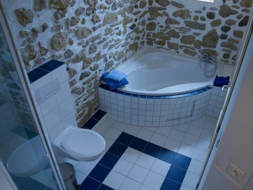 a bathroom with a bath tub and a toilet at Syrah - Domaine La Flotte in Chalabre