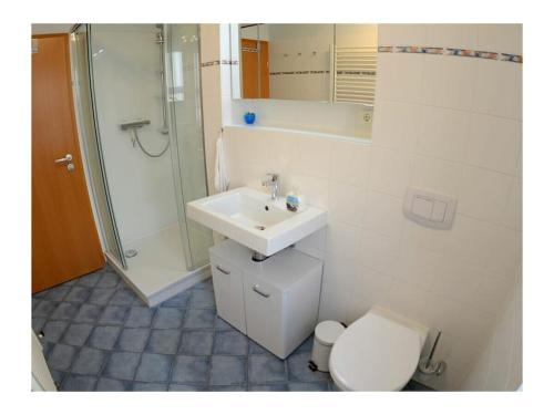 朱列斯拉赫Holiday apartment with 2 bedrooms的浴室里有马桶、洗手池和淋浴。