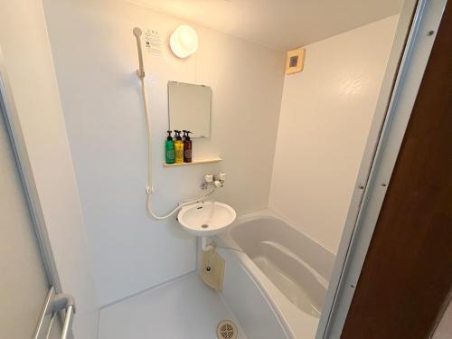 een kleine badkamer met toilet en wastafel bij ハイツ清水102 in Nagasaki