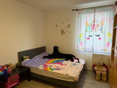 Un pat sau paturi într-o cameră la Panelak na Maju