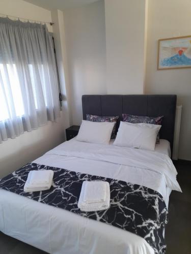 a bedroom with a large bed with two white pillows at Anesis Premium Living Ιωάννινα in Ioannina