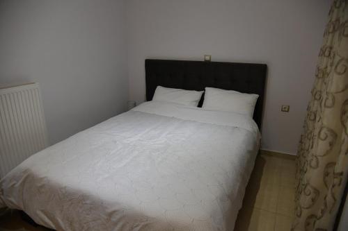 una camera con letto bianco e testiera nera di Cactus luxury apartment oreoi a Oreoi