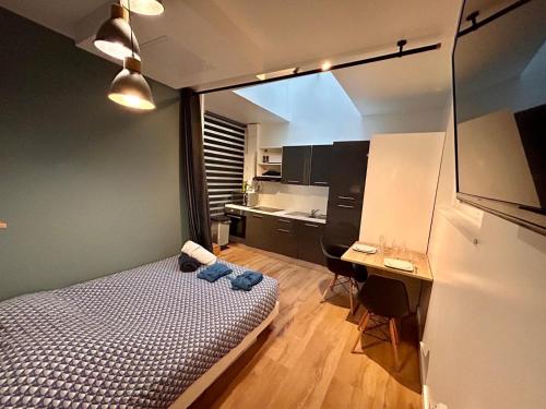 Postel nebo postele na pokoji v ubytování Jacuzzi et confort - 002