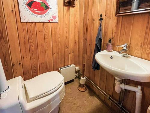 un bagno con un water bianco e un lavandino di 5 person holiday home in ÅSEDA a Åseda