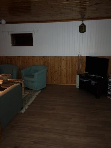 Μια τηλεόραση ή/και κέντρο ψυχαγωγίας στο Stuga Lucy i Hassela -naturupplevelser