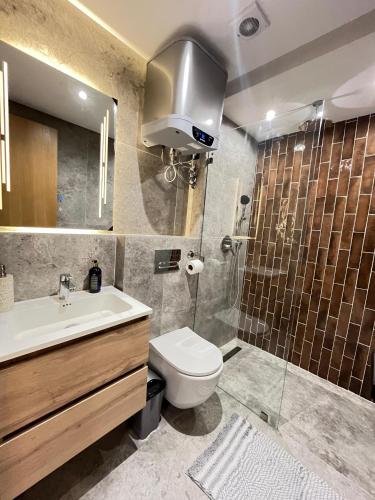a bathroom with a toilet and a sink and a shower at Appartement CFC in Casablanca