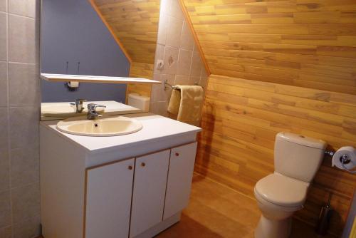 a bathroom with a sink and a toilet at Le Stang in Le Croisty