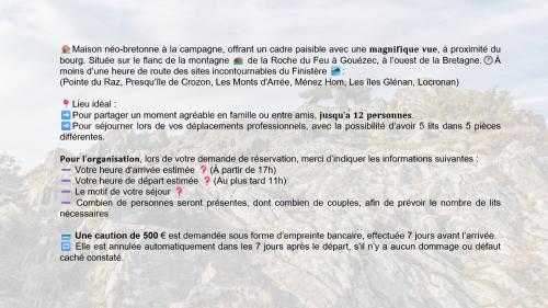 Foto sihtkohas Gouézec asuva majutusasutuse Maison de la Roche du Feu jusqu'à 12 personnes galeriist