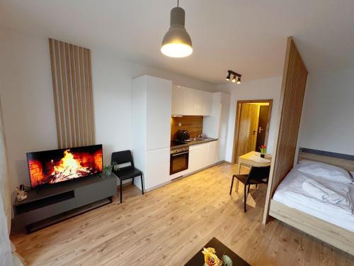 Postel nebo postele na pokoji v ubytování Apartmán EMA Demänovská Dolina -Pavčiná Lehota