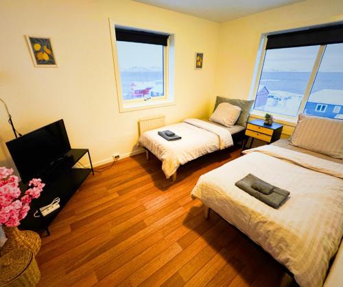 Una cama o camas en una habitación de Seaview