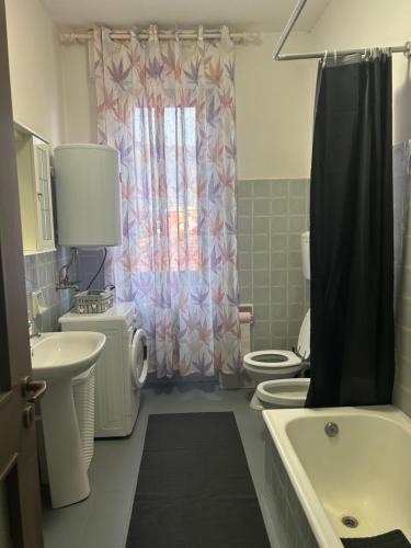 a bathroom with a sink and a toilet and a shower at Lake Garda in Gavardo