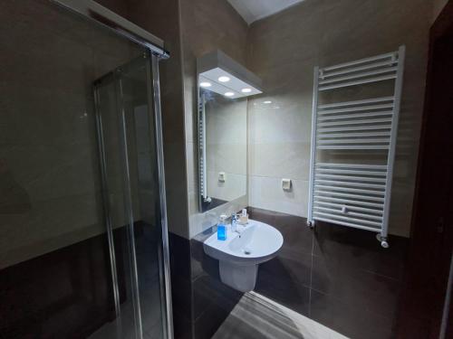 突尼斯Lac 2 Luxury apartment C的带白色水槽和淋浴的浴室