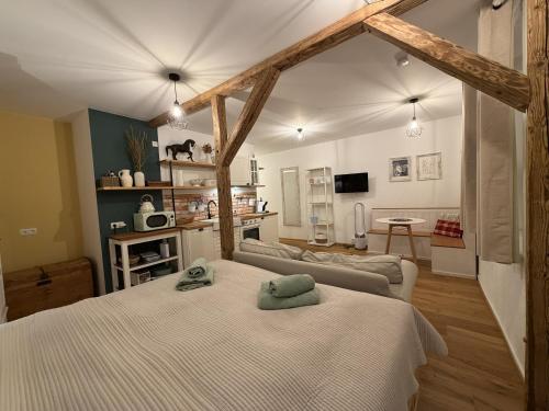 Ένα ή περισσότερα κρεβάτια σε δωμάτιο στο Luxury Living Bad Aussee by Landluft