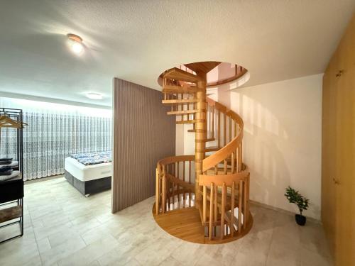 Postel nebo postele na pokoji v ubytování Ferienhaus Allgäu in Center Parc Nähe - Stadtnah - Parkplatz - Balkon