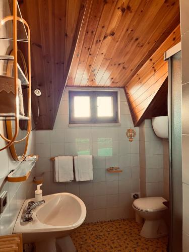 a bathroom with a sink and a toilet at Casa Bianca in Pescocostanzo