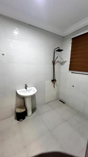 a bathroom with a sink and a toilet at Prof's Villa in Kumasi