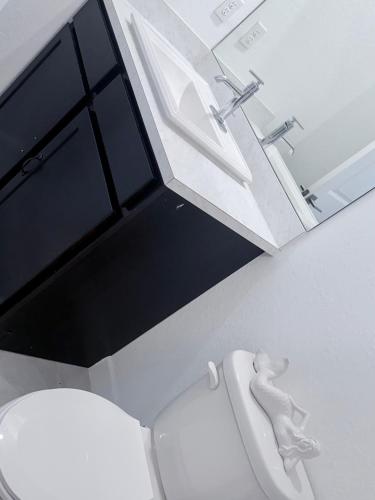 a bathroom with a white toilet and a sink at Close to Florida Keys in Florida City