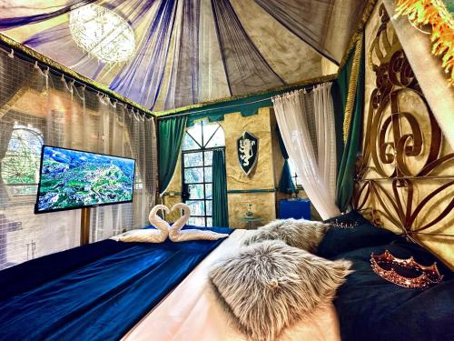 Postel nebo postele na pokoji v ubytování Vila Mágica Pousada