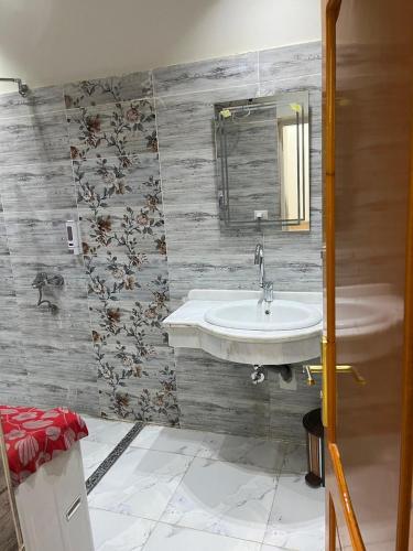 ein Badezimmer mit Waschbecken und Spiegel in der Unterkunft Spirit valley villa in Luxor