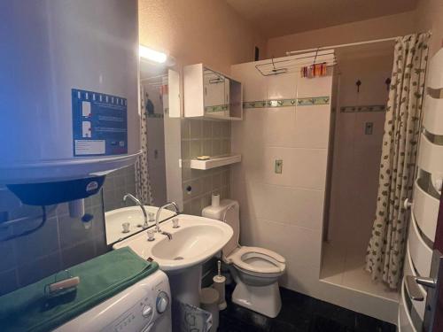a small bathroom with a sink and a toilet at Appartement 4 Pers au Cœur de Super Besse - FR-1-814-142 in Super Besse