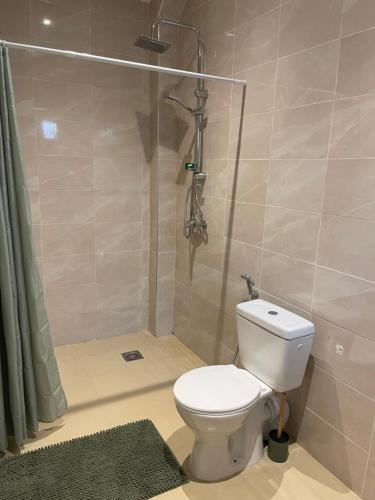 达喀尔Logement standing moderne au centre de Dakar的带马桶和淋浴的浴室