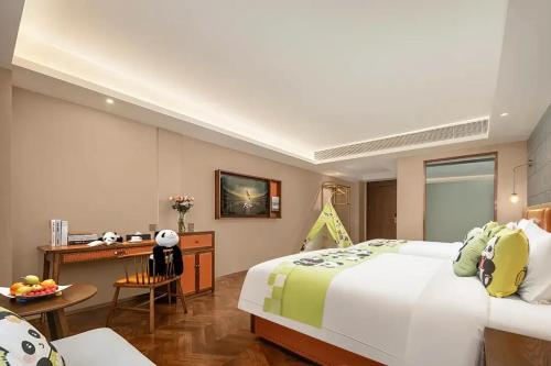 Ένα ή περισσότερα κρεβάτια σε δωμάτιο στο Parkman Hotel Beijing Shunyi Hyundai Motor Center Branch