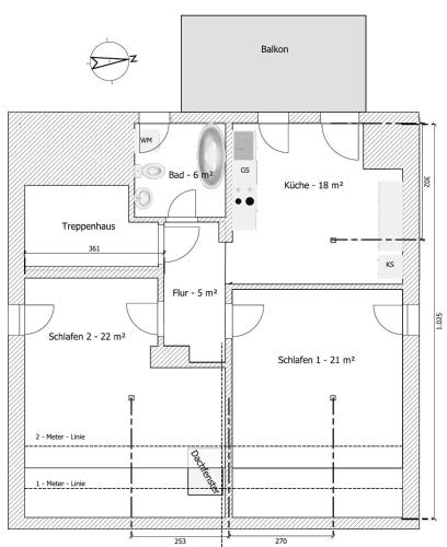 a floor plan of a house with at Ferienwohnung Pauline in Weimar