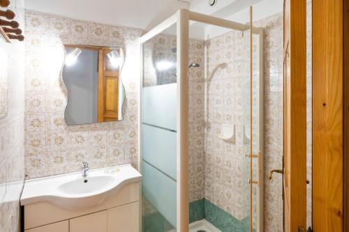 un bagno con lavandino e doccia di Appartement Handia ad Amotz