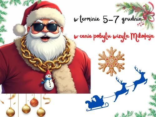 Eine Weihnachtskarte mit dem Weihnachtsmann und Weihnachtsdekorationen in der Unterkunft WERONIKA Murzasichle in Murzasichle