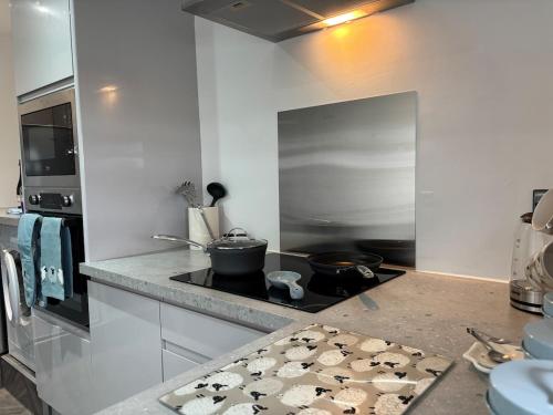 Kuchyň nebo kuchyňský kout v ubytování Little Woodlands Chalet with Private Garden & Hot Tub