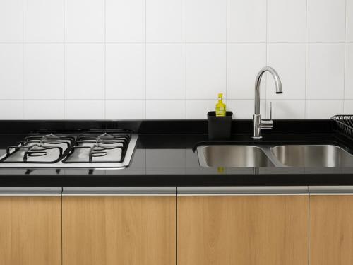 Η κουζίνα ή μικρή κουζίνα στο Departamento acogedor Hotel-Condominio Buganvillas