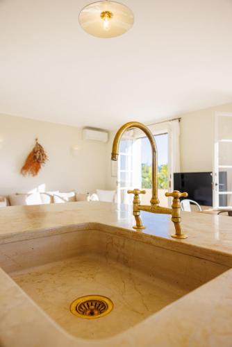 a kitchen counter with a sink in a kitchen at Villa Miradou in Saint Paul de Vence