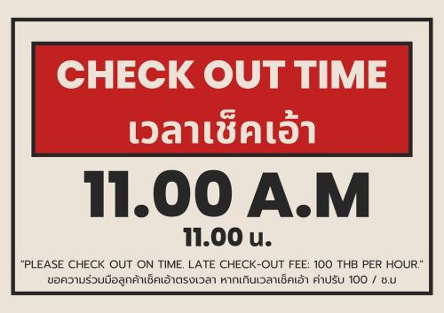 a sign with the words check out time and dalamalam at i-CONDO A6052 in Nakhon Ratchasima