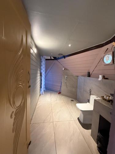 a bathroom with a toilet and a sink at The Soul Stroll Cottages Retreat in Mukteswar