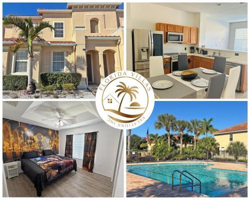a collage of photos with a house and a pool at Paradise Cay Resort - Near to Disney in Kissimmee