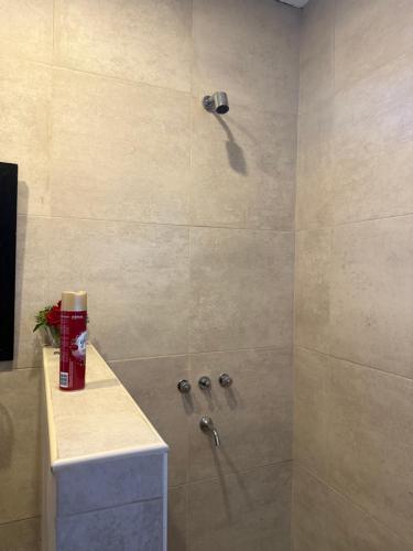 a bathroom with a shower with a shower at Abril, alquiler temporario in Piñero