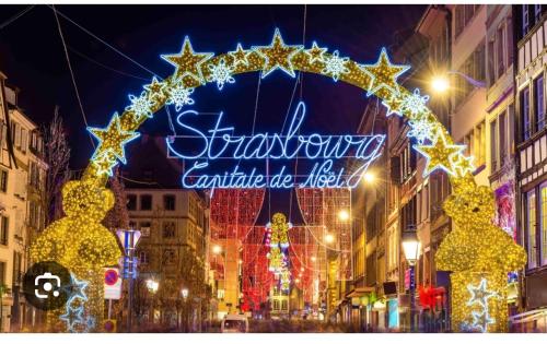 a christmas light display on a city street at Apartment Ebersheim France in Ebersheim