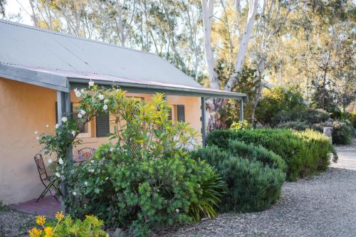 a small yellow house with bushes in front of it at Donnybrook Cottages - Donnybrook in Clare