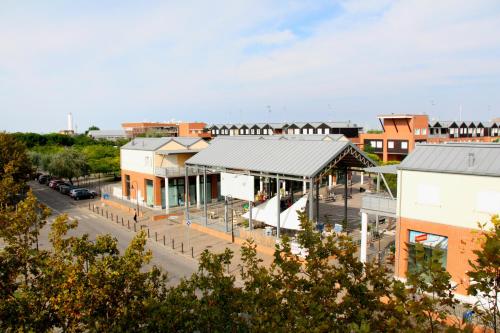 an aerial view of a city with buildings at Alba Hotel in Marina di Ravenna