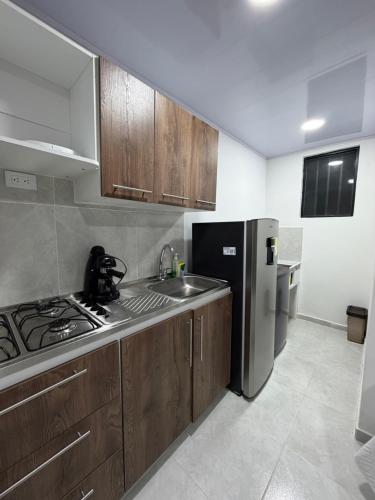 Η κουζίνα ή μικρή κουζίνα στο Loft en el corazón de Santa Rosa de Cabal