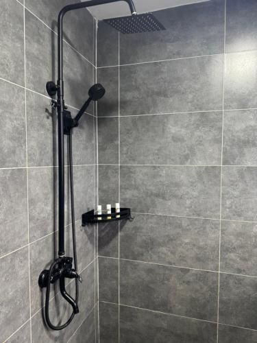 a shower with a shower head in a bathroom at Mira Apartments 2BR Apartment in Nadi Free Parking & WiFi in Nadi
