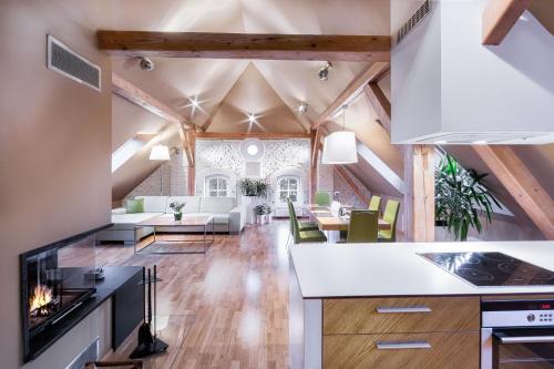 Kuchyň nebo kuchyňský kout v ubytování Apartmany Chornitzeruv dum